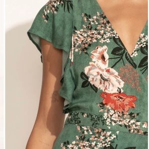 Bohme High-lo Floral Flutter Sleeve Wrap Dress